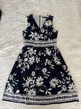 Chico's Navy & White Floral Midi Dress